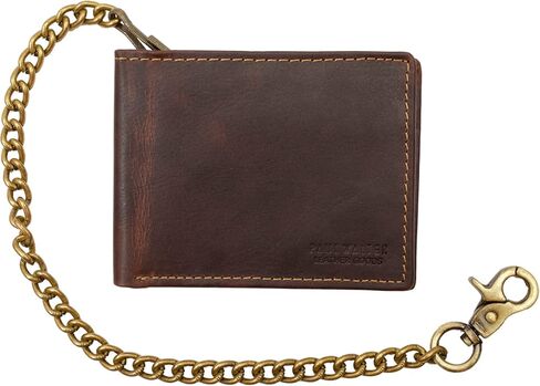 محفظة Paul Walter Vintage Hunter العتيقة من الجلد لراكبي الدراجات النارية للرجال مع محفظة بسلسلة طويلة ثنائية الطي مع خاصية حجب RFID in Kuwait