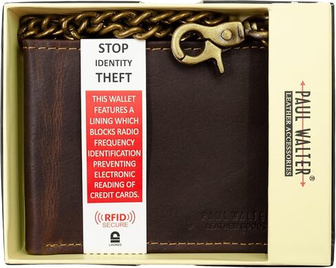 محفظة Paul Walter Vintage Hunter العتيقة من الجلد لراكبي الدراجات النارية للرجال مع محفظة بسلسلة طويلة ثنائية الطي مع خاصية حجب RFID in Kuwait