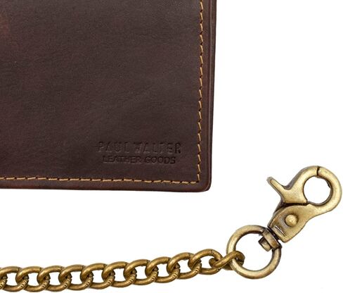 محفظة Paul Walter Vintage Hunter العتيقة من الجلد لراكبي الدراجات النارية للرجال مع محفظة بسلسلة طويلة ثنائية الطي مع خاصية حجب RFID in Kuwait