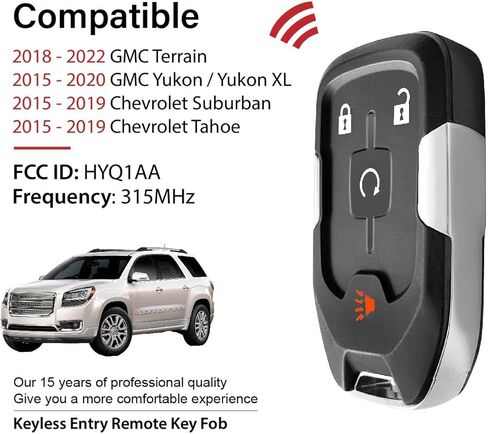 بديل لـ 2016 2017 2018 2019 2020 2021 2022 GMC Terrain Yukon XL شيفروليه سوبربان تاهو مفتاح فوب جهاز التحكم عن بعد HYQ1AA 4 أزرار 315 ميجاهرتز in Saudi Arabia