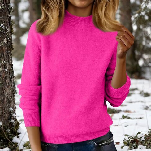 Fall Winter Cashmere Sweaters for Women Long Sleeve Tops Jumper Knitted Pullover Lightweight Merino Wool Sweater in Saudi Arabia