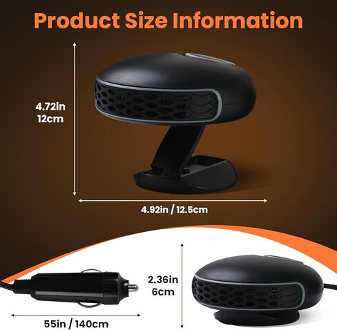 Portable Car Heater for Vehicle，12V Car Heater That Plugs Into Cigarette Lighte，2 in 1 Fast Heating & Cooling Windshield Defrost Defogger in Saudi Arabia