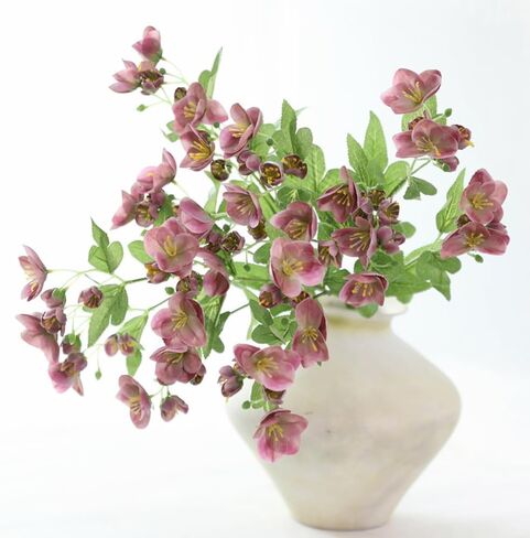 3Pcs Artificial Helloborus Silk Flowers Stem 21.6In Fake Hellebore Eranthis for Wedding Centerpiece Bouquets DIY Floral Home Party Office Decor (Purple) in Saudi Arabia