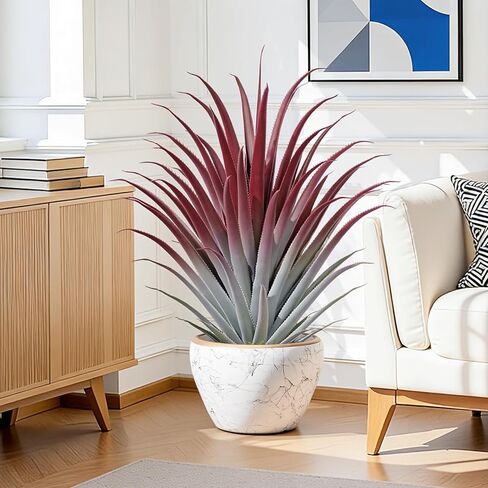 2ft Fake Spiked Agave Plant - Red Artificial Aloe Vera Plant 26 Inch - Tall Large Faux Floor Plants Perfect for Porch Door Step Home Office Patio Indoor Outdoor Decor (1 Pack) in Kuwait