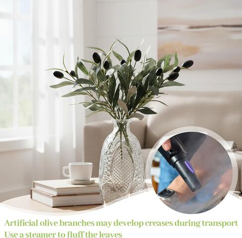 5 Pcs Artificial Plants Olive Tree Branches, 11 Inch Artificial Olive Tree Branches for Vase Faux Olives Leaves Stems for Centerpieces Decoration Wedding Greenery Home Decor in Kuwait