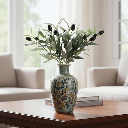 5 Pcs Artificial Plants Olive Tree Branches, 11 Inch Artificial Olive Tree Branches for Vase Faux Olives Leaves Stems for Centerpieces Decoration Wedding Greenery Home Decor in Kuwait