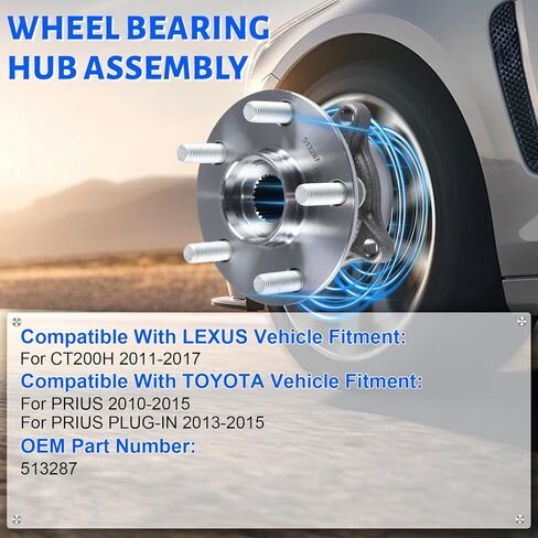 513287 Front Wheel Bearing Hub Assembly with 5 Lug Compatible with Toyota Prius 2010-2015, Fit for Toyota Prius Plug-in 2012-2015, Fit for Lexus CT200H 2011-2017 in Kuwait