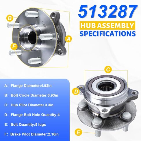 513287 Front Wheel Bearing Hub Assembly with 5 Lug Compatible with Toyota Prius 2010-2015, Fit for Toyota Prius Plug-in 2012-2015, Fit for Lexus CT200H 2011-2017 in Kuwait