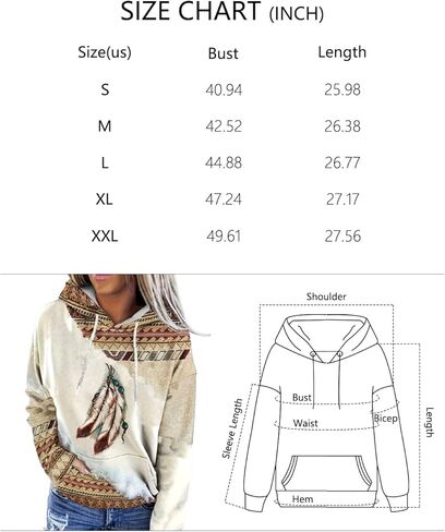Women Western Ethnic Style Long Sleeve Pullover Tops Print Fall Winter Sweatshirt in Saudi Arabia