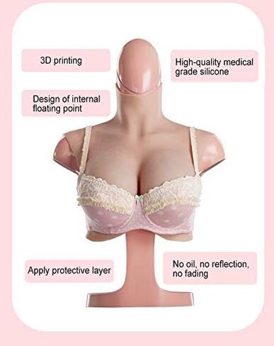 YIQI 8th Generation Silicone Breast Plates Realistic Like Actual Skin with New Technology for Crossdressers Transgender (Ivory White, H-Flocking) in Kuwait