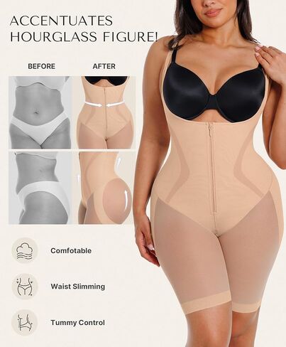 SHAPELLX Fajas Colombianas Shapewear for Women Tummy Control Butt Lifting Bodysuit Back Smoothing Body Shaper Shorts in Saudi Arabia