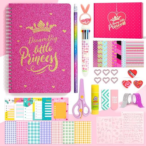 مجموعة مجلة Princess DIY للفتيات من سن 8 إلى 12 عامًا، أكثر من 50 قطعة هدايا للفتيات المراهقات والمراهقات، مجموعة لوازم سجل القصاصات والمذكرات، مجموعة الحرف الفنية للمذكرات مع حقيبة تخزين، ألعاب للأعمار من 6 إلى 12 عامًا هدايا للفتيات in Kuwait