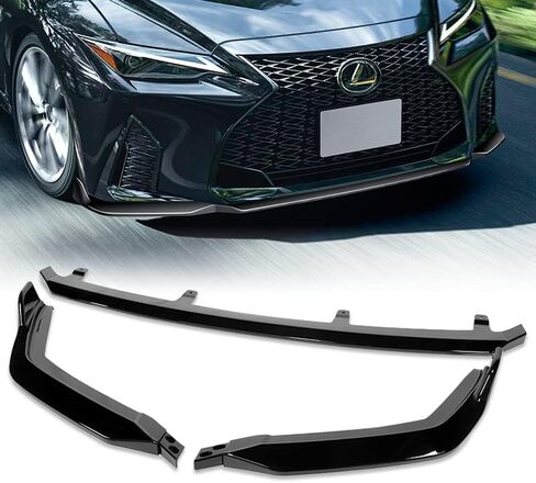 طقم الشفاه المصد الأمامي 3 قطع مناسب لـ 2021-2025 Lexus IS350 IS500 F-Sport، جناح حماية مقسم على شكل حرف V، موزع هواء سد الذقن (مطلي باللون الأسود) in Kuwait