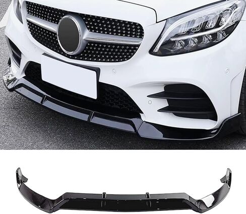 Front Lip Compatibility with 2015-2018 C Class W205 AMG Sport Models Front Bumper Chin Lip Splitter Spoiler Gloss Black in Kuwait