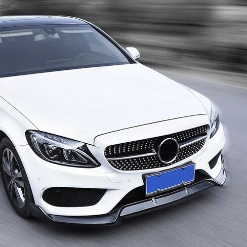 Front Lip Compatibility with 2015-2018 C Class W205 AMG Sport Models Front Bumper Chin Lip Splitter Spoiler Gloss Black in Kuwait