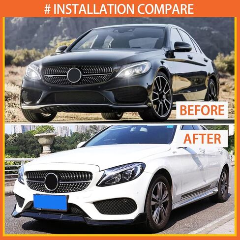 Front Lip Compatibility with 2015-2018 C Class W205 AMG Sport Models Front Bumper Chin Lip Splitter Spoiler Gloss Black in Kuwait