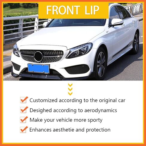 Front Lip Compatibility with 2015-2018 C Class W205 AMG Sport Models Front Bumper Chin Lip Splitter Spoiler Gloss Black in Kuwait