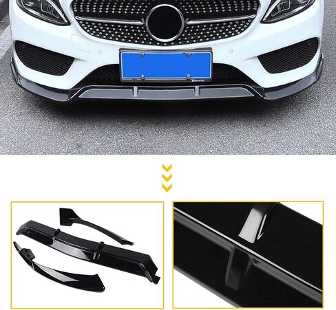 Front Lip Compatibility with 2015-2018 C Class W205 AMG Sport Models Front Bumper Chin Lip Splitter Spoiler Gloss Black in Kuwait