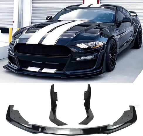 Front Bumper Lip Splitter with Corner Spoiler Winglet Spliters Pair for Ford Mustang 2015-2022，Only Fit for Modified W/ GT500 MP Bumper (Glossy Black) in Kuwait