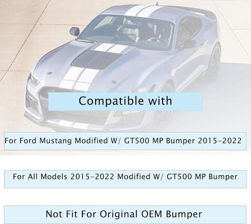 Front Bumper Lip Splitter with Corner Spoiler Winglet Spliters Pair for Ford Mustang 2015-2022，Only Fit for Modified W/ GT500 MP Bumper (Glossy Black) in Kuwait