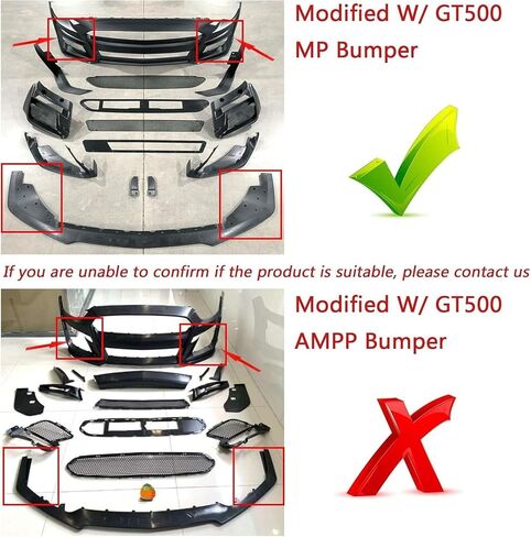 Front Bumper Lip Splitter with Corner Spoiler Winglet Spliters Pair for Ford Mustang 2015-2022，Only Fit for Modified W/ GT500 MP Bumper (Glossy Black) in Kuwait