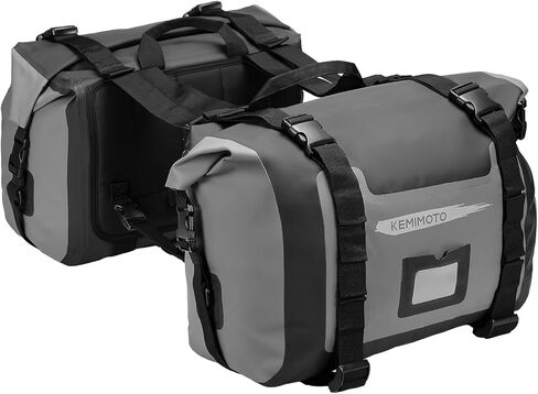 KEMIMOTO Motorcycle Saddlebags, Motorcycle Luggage Bag, Waterproof Saddle Bags Side Bags for Motorcycle Motorbike Travel, 50L Detachable Bags Reflective Design (Grey, 2 Pack) in Saudi Arabia