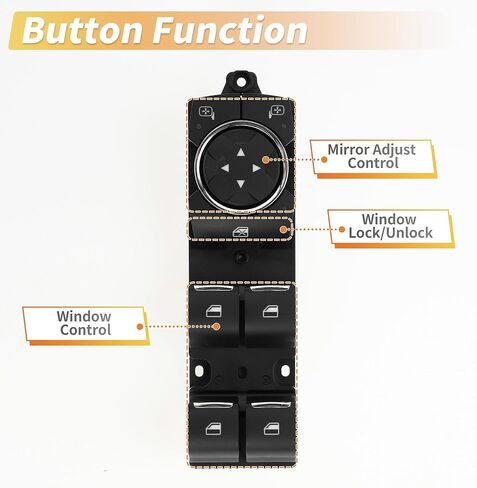 X AUTOHAUX الجانب الأمامي الأيسر للسائق، مفتاح نافذة الطاقة، مفتاح التحكم في النافذة رقم GB5Z14529BA لسيارة Ford Explorer Police Interceptor للمرافق باللون الأسود in Saudi Arabia