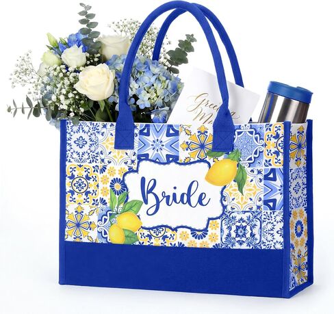 Lemon Canvas Tote Bag Gift Mediterranea Lemon Bridal Shower Gifts for Bride to Be Gifts Amalfi Coast Vintage Tote Bag Bride Wedding in Saudi Arabia