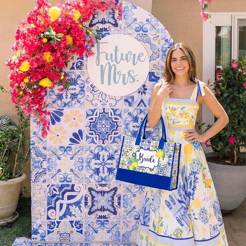Lemon Canvas Tote Bag Gift Mediterranea Lemon Bridal Shower Gifts for Bride to Be Gifts Amalfi Coast Vintage Tote Bag Bride Wedding in Saudi Arabia