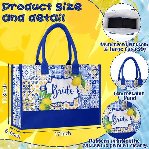 Lemon Canvas Tote Bag Gift Mediterranea Lemon Bridal Shower Gifts for Bride to Be Gifts Amalfi Coast Vintage Tote Bag Bride Wedding in Saudi Arabia