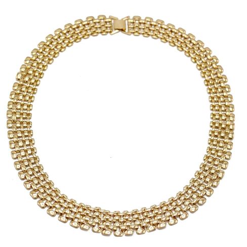 عقد بسلسلة ربط واسعة من TAZZA مطلي بالذهب - 18 بوصة طوق بيان جريء # NL14120031 (NB15) للعرائس وحفلات الزفاف والإكسسوارات التنكرية هدايا للنساء in Kuwait
