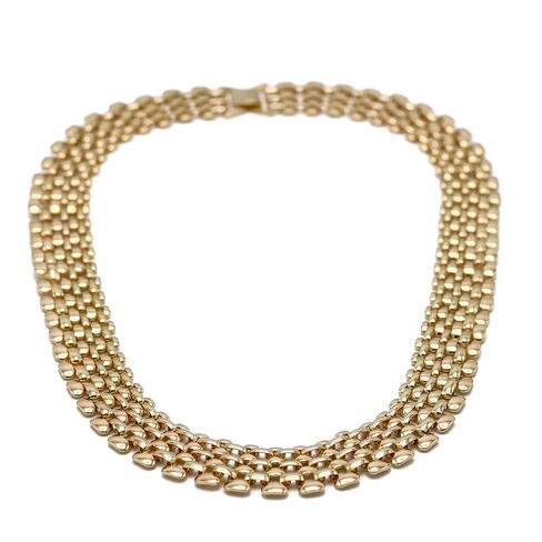 عقد بسلسلة ربط واسعة من TAZZA مطلي بالذهب - 18 بوصة طوق بيان جريء # NL14120031 (NB15) للعرائس وحفلات الزفاف والإكسسوارات التنكرية هدايا للنساء in Kuwait