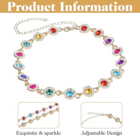 قلادة كريستال ملونة سباركلي حجر الراين المختنقون القلائد سلسلة ذهبية قوس قزح كريستال القلائد العصرية قلادة الأحجار الكريمة حفلة موسيقية شاطئ الرقبة مجوهرات للنساء in Kuwait