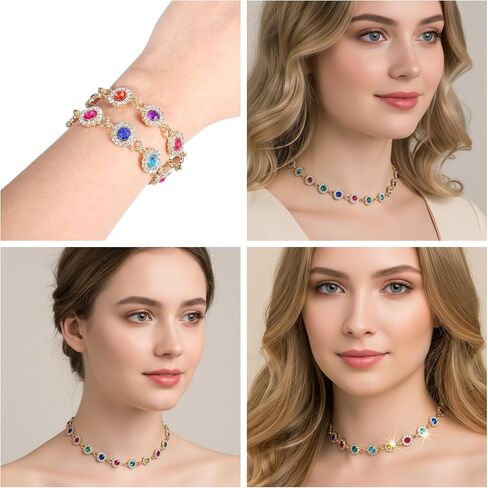 قلادة كريستال ملونة سباركلي حجر الراين المختنقون القلائد سلسلة ذهبية قوس قزح كريستال القلائد العصرية قلادة الأحجار الكريمة حفلة موسيقية شاطئ الرقبة مجوهرات للنساء in Kuwait