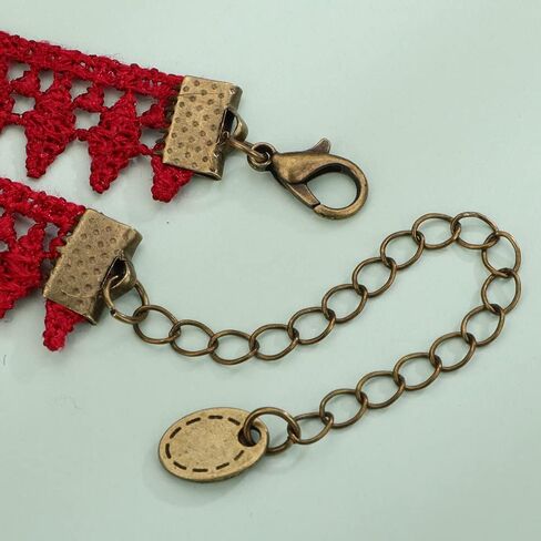 Wiwpar Red Lace Gothic Cameo Pendant Choker Necklace Crystal Red Rose Flower Lolita Goth Vintage Cameo Necklace for Sexy Lady Party Wedding Princess (Style4) in Saudi Arabia