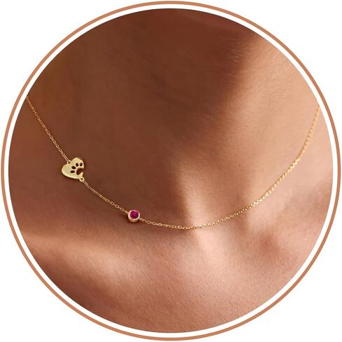 Dog Mom Gifts for Women, Gifts for Dog Lovers Birthstone Necklace for Women Christmas Stocking Stuffers for Teens Memorial Gift of Loss of Dogs Pet 14k Dainty Gold Necklace Birthday Gift for Her Pet Remembrance Breavement Jewelry in Saudi Arabia