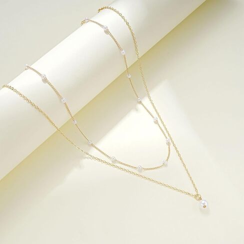 Pearl Necklaces Dainty Layered Pearl Choker for Women Gold Trendy Jewelry in Saudi Arabia