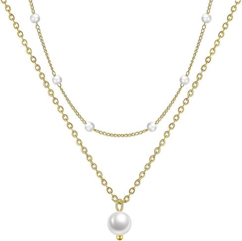 Pearl Necklaces Dainty Layered Pearl Choker for Women Gold Trendy Jewelry in Saudi Arabia