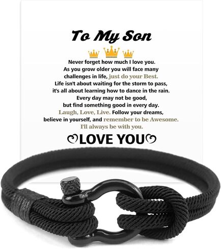 Hoosmoon هدايا عيد الفصح للابن في سن المراهقة الأولاد سوار أسود هدايا التخرج لابن من أمي أبي اليوم الأول من المدرسة هدية للأولاد في سن المراهقة ابن أخ العودة إلى المدرسة هدية أفكار عيد ميلاد in Kuwait