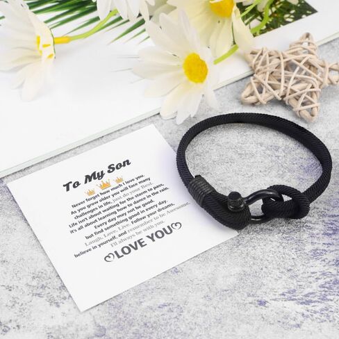 Hoosmoon هدايا عيد الفصح للابن في سن المراهقة الأولاد سوار أسود هدايا التخرج لابن من أمي أبي اليوم الأول من المدرسة هدية للأولاد في سن المراهقة ابن أخ العودة إلى المدرسة هدية أفكار عيد ميلاد in Kuwait