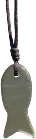 Fish Mens Surfer Sea Glass Necklace - Men Surfing Seaglass Waterproof, Hawaii Jewelry, Hawaiian Vibes, Women Cute Choker, Beach Aesthetic Accessories, African Ocean Recycle Bead, Summer in Kuwait