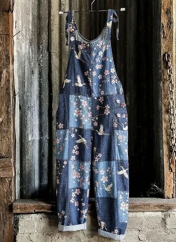 Fashion niche European and American camisole binding rope women's plum blossom print jumpsuit LTY125D-5 in Saudi Arabia