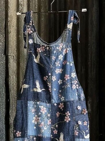 Fashion niche European and American camisole binding rope women's plum blossom print jumpsuit LTY125D-5 in Saudi Arabia