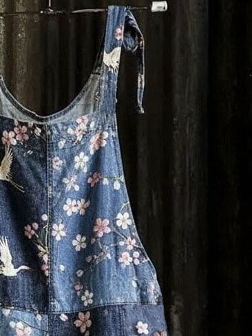 Fashion niche European and American camisole binding rope women's plum blossom print jumpsuit LTY125D-5 in Saudi Arabia