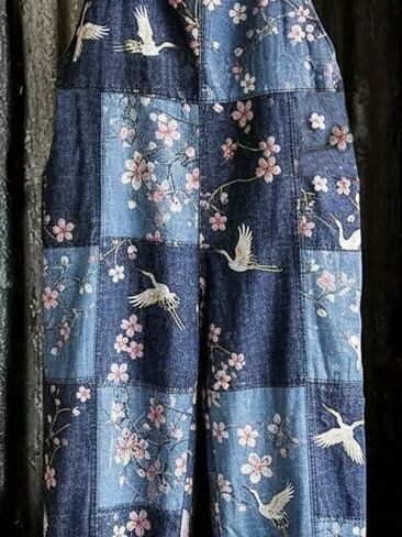 Fashion niche European and American camisole binding rope women's plum blossom print jumpsuit LTY125D-5 in Saudi Arabia