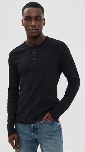 REIGNING CHAMP Men's 1x1 Slub Slim Henley in Saudi Arabia