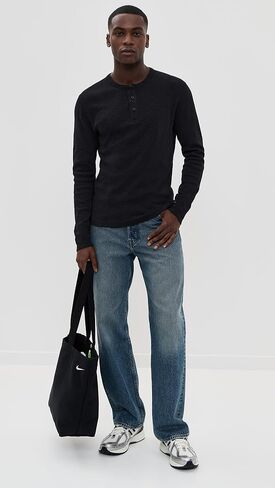 REIGNING CHAMP Men's 1x1 Slub Slim Henley in Saudi Arabia