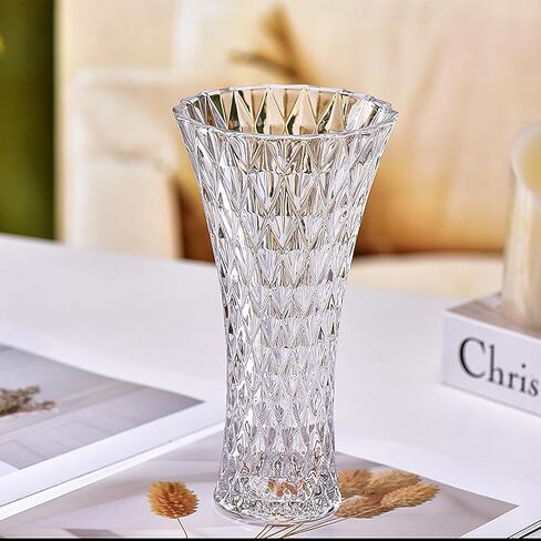 Clear Crystal Vase,Glass Flower Vase Thickening Design for Home Decor Centerpieces, Wedding, Mothers Gift in Saudi Arabia