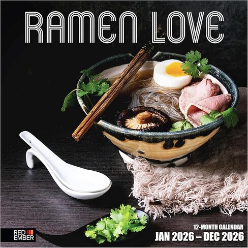 RED EMBER Ramen Love 2026 Wall Calendar 12 Month | 12" x 24" Open | Thick & Sturdy Paper | Giftable | Food Kitchen Calendar 2026 in Saudi Arabia