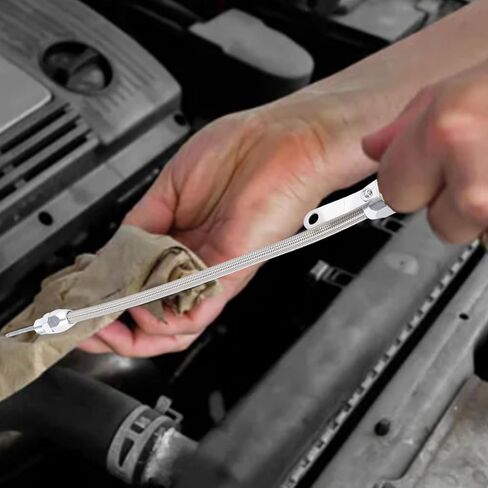 20in Flexible Oil Dipstick, Replacement for SB 289 302 351W, Ideal for Custom, Limited Space, High Durability, Steel Billet Aluminum and Stainless Steel in Kuwait